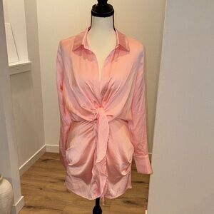 Elegant Pink Tie-Front Dress